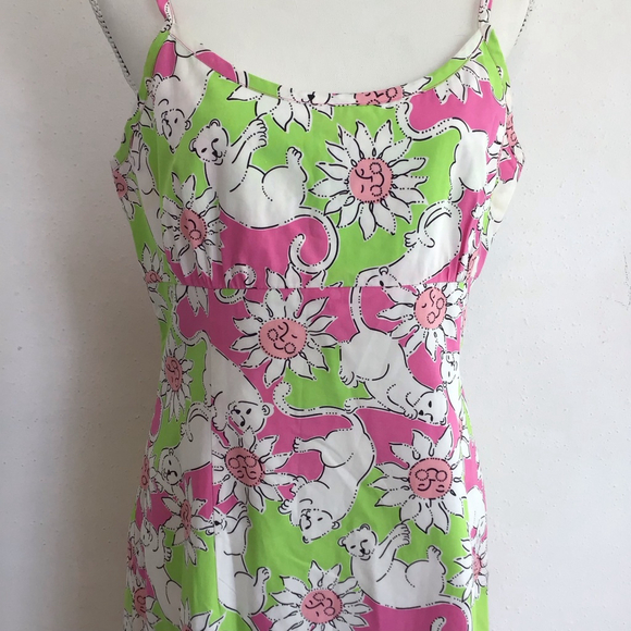 Lilly Pulitzer The French Fried Elegant Pink Green Cheetah Floral Slip Dress 12 - Picture 6 of 12